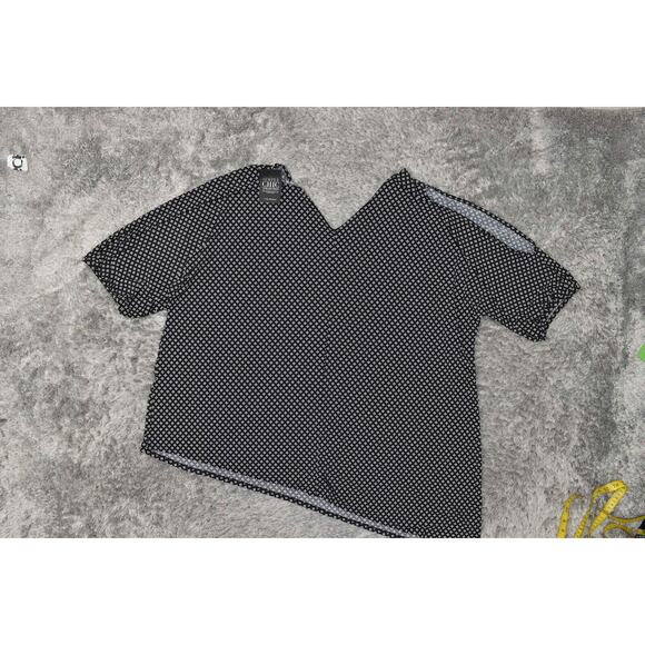 NEW Lane Bryant Black Blouse 26/28 Plus V Neck Floral Short Sleeve Asymmetrical - Picture 7 of 8